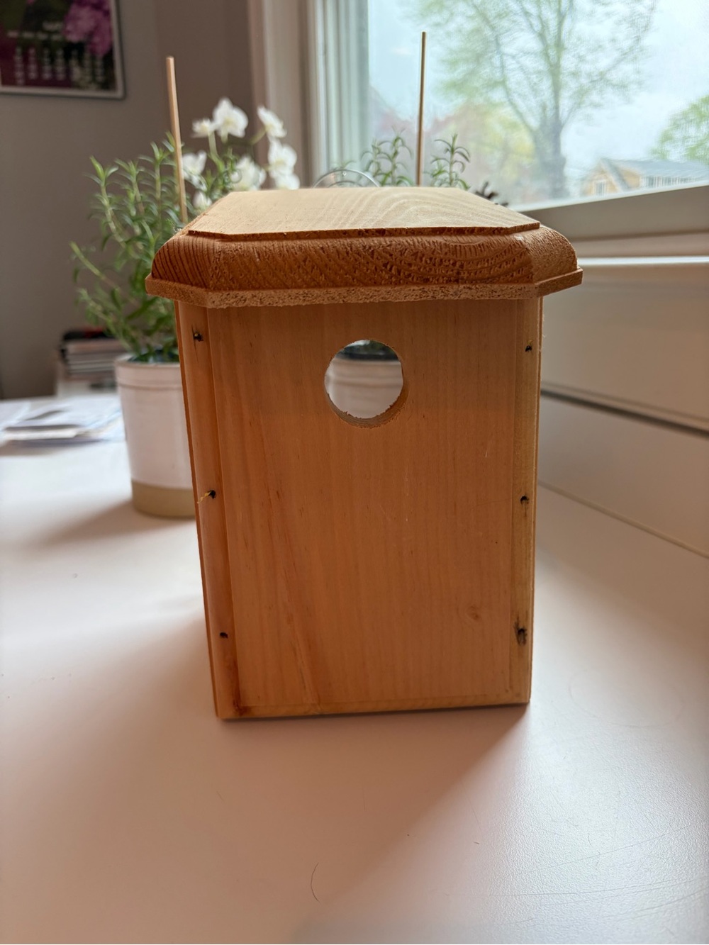 Wooden Birdhouse with Natural Finish